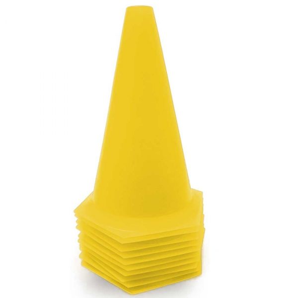 KIT C/10 CONES 23CM RÍGIDO P/ TREINAMENTO AMARELO